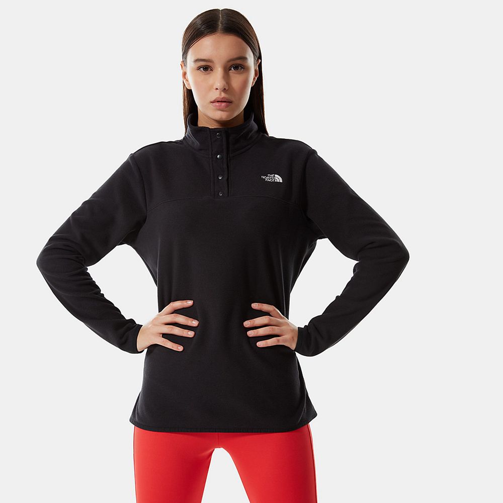 The North Face Fleece Womens Australia - The North Face Tka Glacier Snap-Neck Black Hiking (QYM-2139